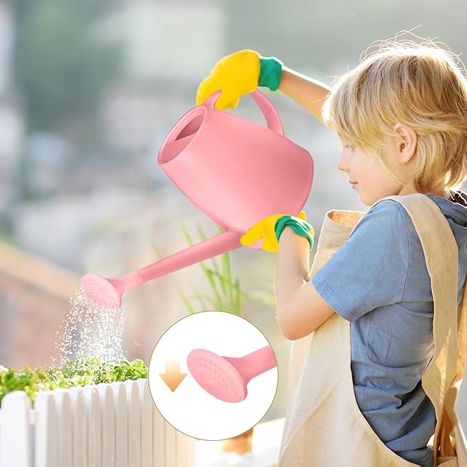 Plastic Watering Can - for Home Plant Garden - 1/2 Gallon - Pink