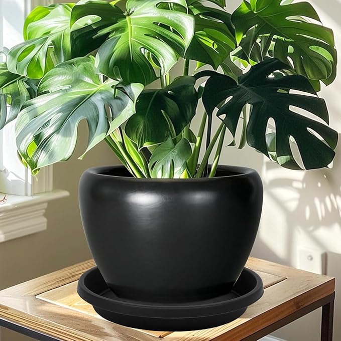 4 Pack Plant Saucer 16 Inch, Durable Large Deep Plastic Plant Trays for Pots, Plant Water Catcher Tray for Plants, Flower Pot Saucers, Plant Saucers for Indoors Outdoor