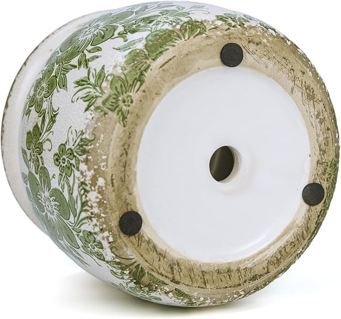 Ceramic Pot for Planter, Vintage Flower Pot with Drainage Holes, 6.29 inch Ice Crack Glazed Indoor Planters Pot (Traditional)