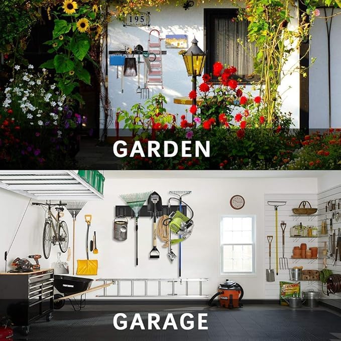 TORACK Tool Storage Rack, Heavy Duty Steel Garage Wall Mount Garden Tool Organizer for Ladders, Chairs, Shovels, Broom, Power tools (8-Pack 5.7"-11" Mixed Hooks, up to 800 lbs)