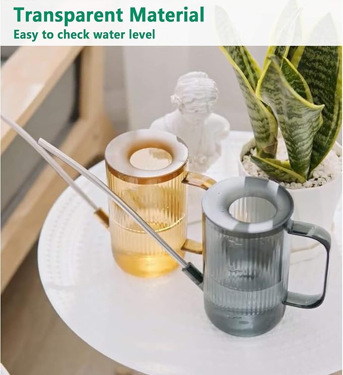 Long Spout Watering Can Indoor, Small Watering Cans for House Plants, Flowers, Succulents, 34oz (Grey)