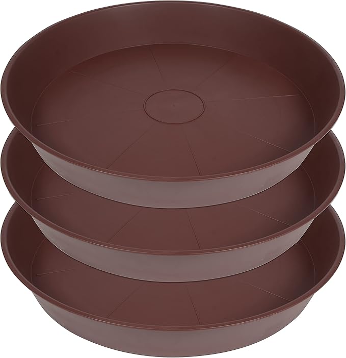 3 Pack of 20 22 inch Plant Saucer (19.2 Inch Base), 3.6" Depth Tray, Large Garden Plastic Flower Planter Plant Trays for Indoors Outdoor (22", Chocolate)
