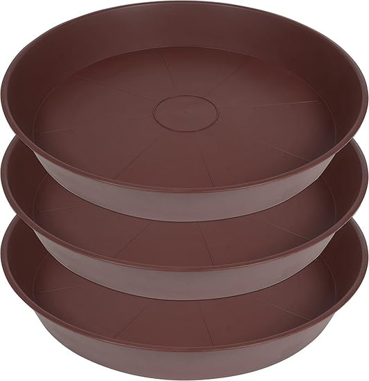 3 Pack of 20 22 inch Plant Saucer (19.2 Inch Base), 3.6" Depth Tray, Large Garden Plastic Flower Planter Plant Trays for Indoors Outdoor (22", Chocolate)