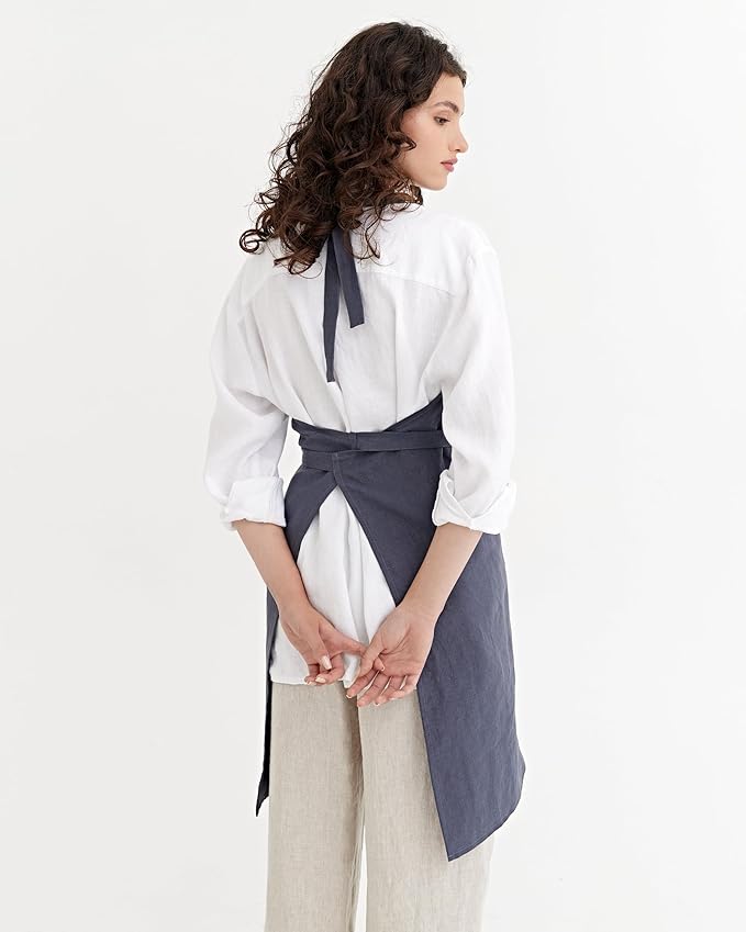 MagicLinen 100% Linen Apron - Cooking, Gardening, Grilling, Painting Apron with Pockets - Perfect for Women and Men