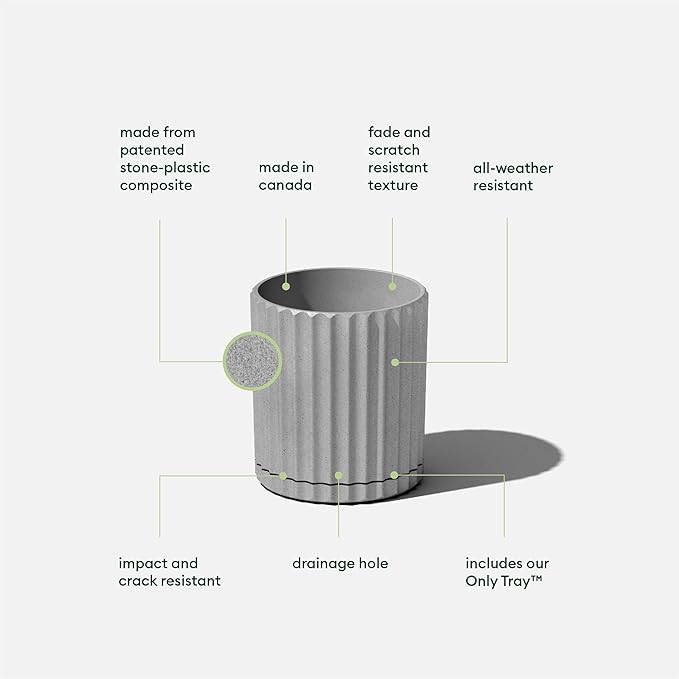 Veradek Demi Series Demi 6" Planter w/Tray, Grey