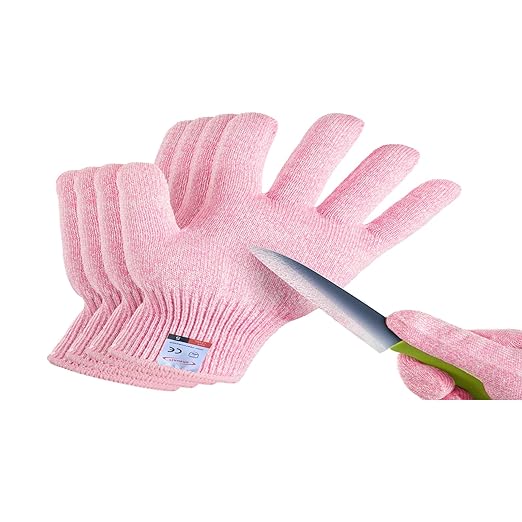 2 Pairs Cut Resistant Gloves for Kids 4-6 Years, Level 5 Protection Cutting Gloves Food Grade for Cooking, Whittling, Wood Carving, Gardening and DIY(Pink-XXXS)