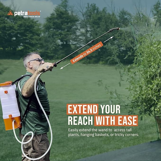 PetraTools Battery Powered Backpack Sprayer 4 Gallon - 6 Hours Long Battery Life & Padded Straps for Comfort - HD4000 Electric Backpack Garden Sprayer with 8 Spray Nozzles & 90PSI Pump (HD4000 ProKit)