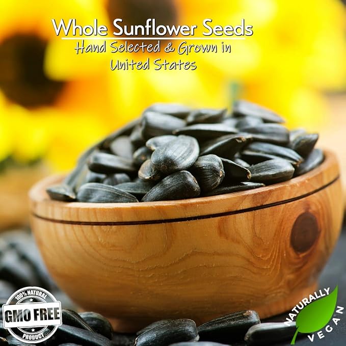 Gerbs Roasted Unsalted Whole Sunflower Seeds 1 lb. | Small Batch, No Additives, Resealable Bag | Crack-and-Eat Crunchy Snack | Top 14 Allergen-Free