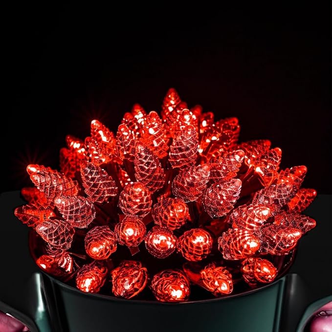 TW SHINE C9 Christmas Lights, 100 LED 66 FT Christmas String Lights Outdoor with 8 Modes Timer Waterproof Connectable for Indoor Yard Xmas Tree House Decorations (Red)