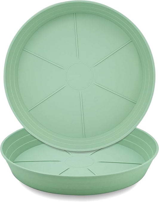 Plant Saucer 14 Inch 2 Pack 6 8 10 12 14 16 18 20 25, Plastic Plant Trays for Pots，Extra-Deep Plant Water Dray Tray, Bird Bath Bowl, Heavy Flower Plant Saucers Indoors and Outdoor No Holes