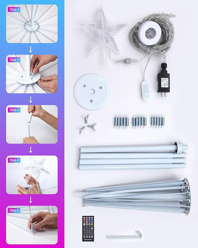 Smart Christmas Cone Tree LED Lights, 7ft 295 Music Sync with Remote APP and Pattern, Local Control and Text Displayable, 16 Million Colors Light Show Tree for Indoor Outdoor Decorations