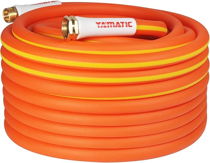 YAMATIC 50 FT Heavy Duty Garden Hose 5/8 inch, Super Flexible Water Hose, Drinking Water Safe, All-weather, 600 PSI, Easy to Coil, Durable, No Leaks