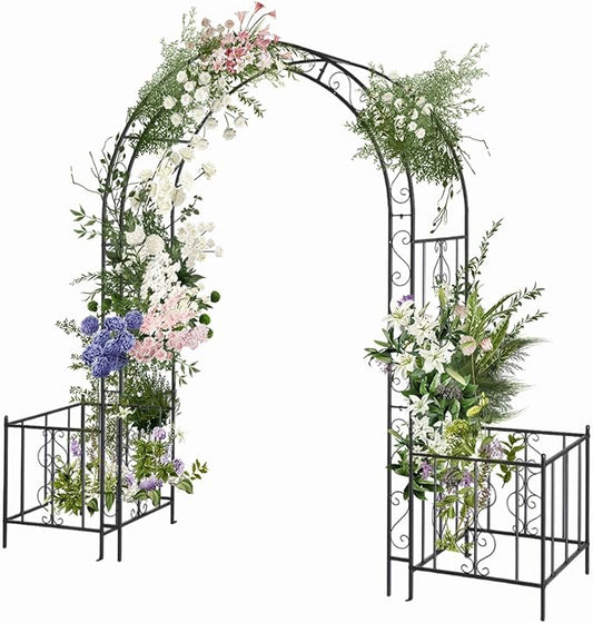 VINGLI Garden Arbor Arch, Wedding Arch Archway for Ceremony Party, Trellis for Plant Climbing, Christmas Decorations Pergola for Backyard, Lawn, Patio, Yard (Arbor with Planter Box)