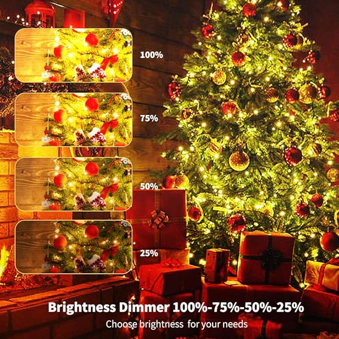 Chuya 300LED Dual Color Changing Christmas Tree Lights,Warm White to Multi Color,End-to-End Plug 9 Modes,105ft Outdoor Indoor String Lights for Christmas Holidays Party Wedding Decoration