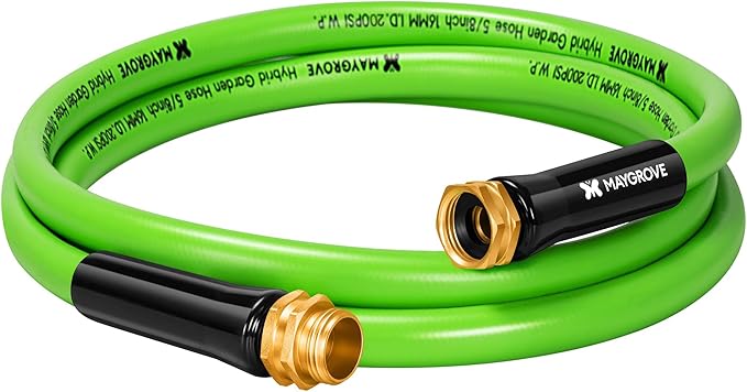 10 ft Garden Hose, 5/8 in ID, Heavy-Duty, Leakproof, Kink-Resistant Water Hose with Swivel Brass Fittings, 600 PSI Burst Rating, Ideal for Car Wash & Lawn Watering