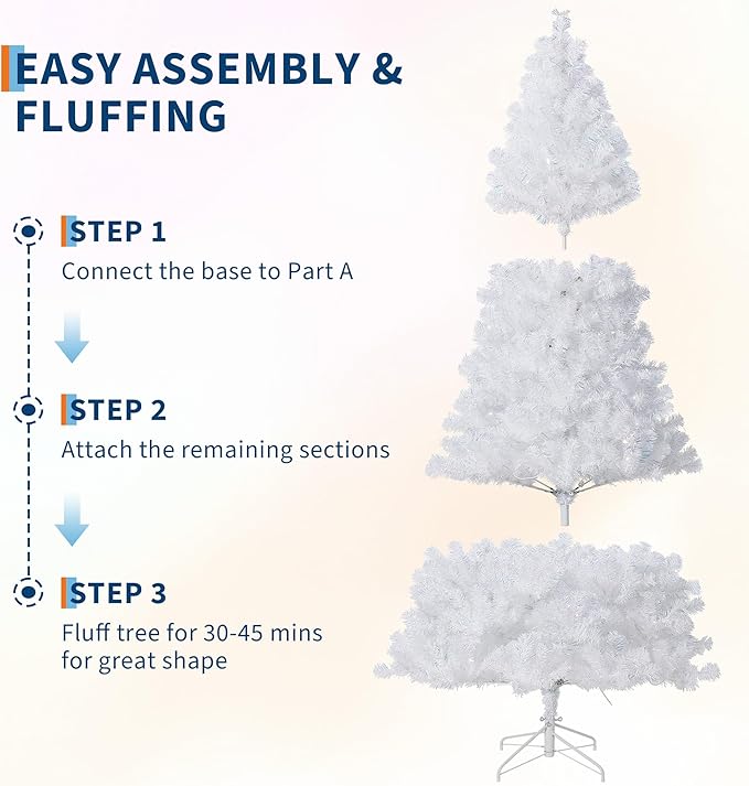 GarveeHome 4.5ft Prelit Artificial Christmas Tree with 150 Warm White Lights, Pre-Lit Snow Flocked Pencil Christmas Tree, Foldable Base,Holiday Decoration for Home, Office, Party,Laser White