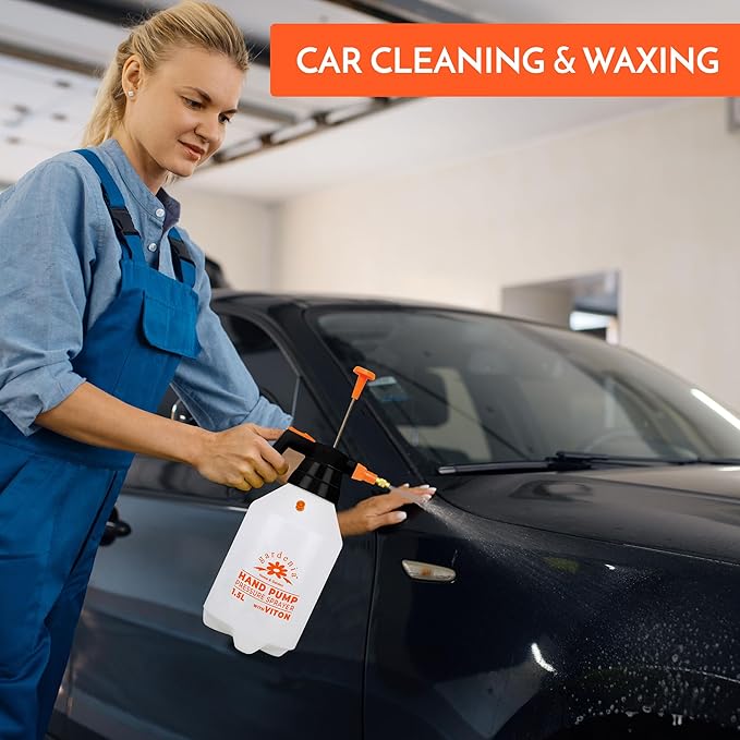 Handheld Pumping Sprayer Viton Seals Sprayers in Lawn and Garden, Spray Bottles for Cleaning Chemical Sprayer Continuous Spray Bottle for Plants 1.5L Plus (0.4 Gal/51oz)