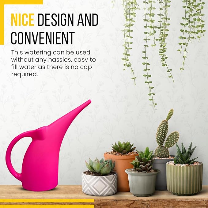 KP KOOL PRODUCTS 1 Pack Half (1/2) Gallon House Plant Watering can - Small Water can with Long spout - Indoor Watering can for Outdoor Plants and Garden - BPA Free Plastic (Pink)