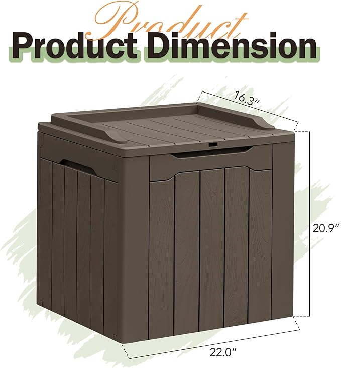 Greesum 31 Gallon Resin Deck Box All Weather Outdoor Storage Boxes for Patio Furniture Set,Outdoor Toys,Garden Tools,Brown