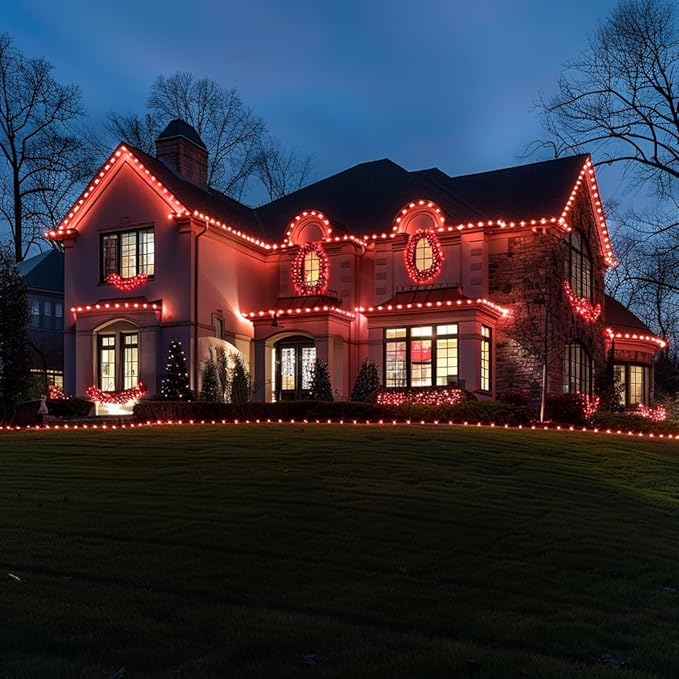 TW SHINE C9 Christmas Lights, 100 LED 66 FT Christmas String Lights Outdoor with 8 Modes Timer Waterproof Connectable for Indoor Yard Xmas Tree House Decorations (Red)