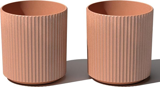 Veradek Demi Series Round Planter for Porch, Patio, Backyard | Durable Plastic-Stone Composite Material | Modern Décor for Tall Plants, Flowers