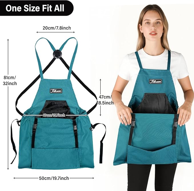 Gardening Apron, Garden Apron with Quick Release Pockets,Water Resistant Oxford with Adjustment Cross Strap,Farm Work