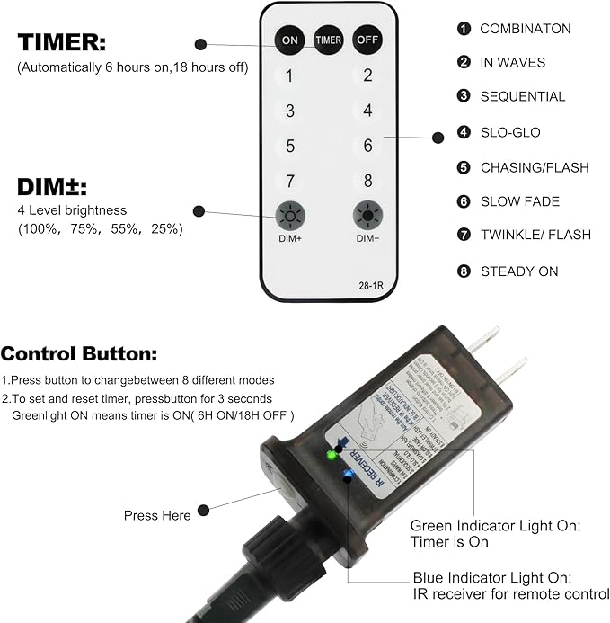 Chuya Halloween String Light Decor Orange Purple Lights 105FT 300 LED Fairy Light END to END Plug UL588 Waterproof Outdoor Indoor Decoration for Party Yard Christmas Tree(No Music)