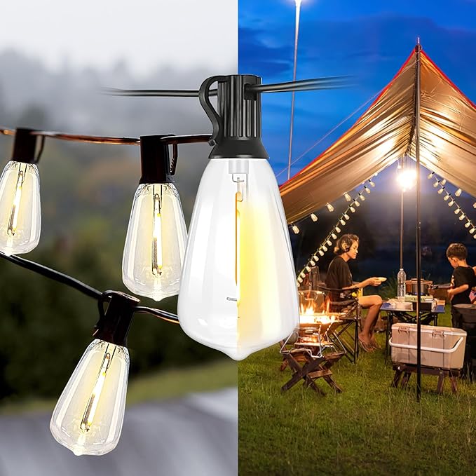 100FT Solar String Lights Outdoor Waterproof, Solar Patio Lights with Remote Control & 30+2 Dimmable ST38 Edison Bulbs Shatterproof,Solar Powered String Lights for Outside Garden Backyard