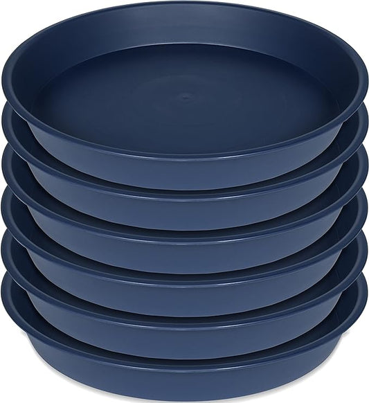 6 Pack Plastic Plant Saucer Planter Water Drip Tray, 4 5 6 7 8 9 10 11 12 inch, Heavy Sturdy Tray for Indoors Outdoor Plants, Flower Pot Saucers for Pots Base (4", Blue)