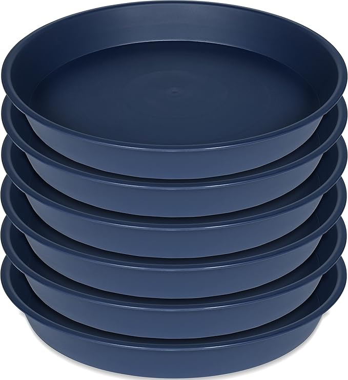 6 Pack Plant Saucer Drainage Tray, Plastic Plant Water Tray, 6 inch Flower Saucers for Indoors, Plant Dishes for Pots Base (6 inch, Blue)