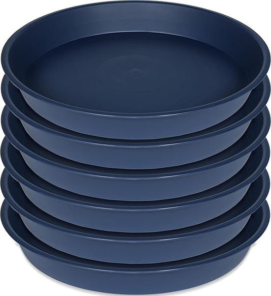 6 Pack of 10 inch Plant Saucer Blue, Heavy Duty Plastic Plant Saucer 10 inch Round, Flower Plant Saucers for Indoors, Plant Trays for Planter 8"/9"/10" (10", Blue)