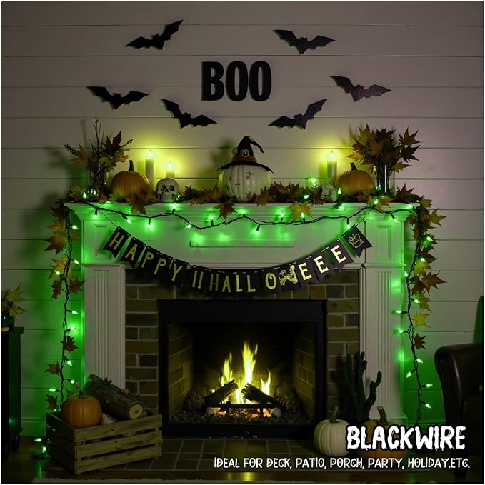 13FT 50-Count Green Halloween Lights, Incandescent Mini String Lights with Green Wire, Connectable St Patrick's Day Decorations Lights Waterproof for Indoor Outdoor Tree Garland Xmas Holiday