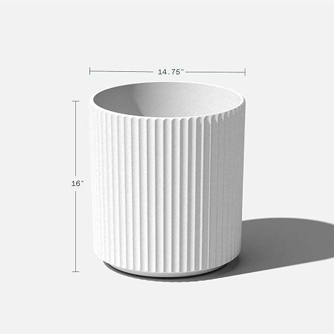 Veradek Demi Series Round Planter for Porch, Patio, Backyard | Durable Plastic-Concrete Material | Modern Décor for Tall Plants, Flowers