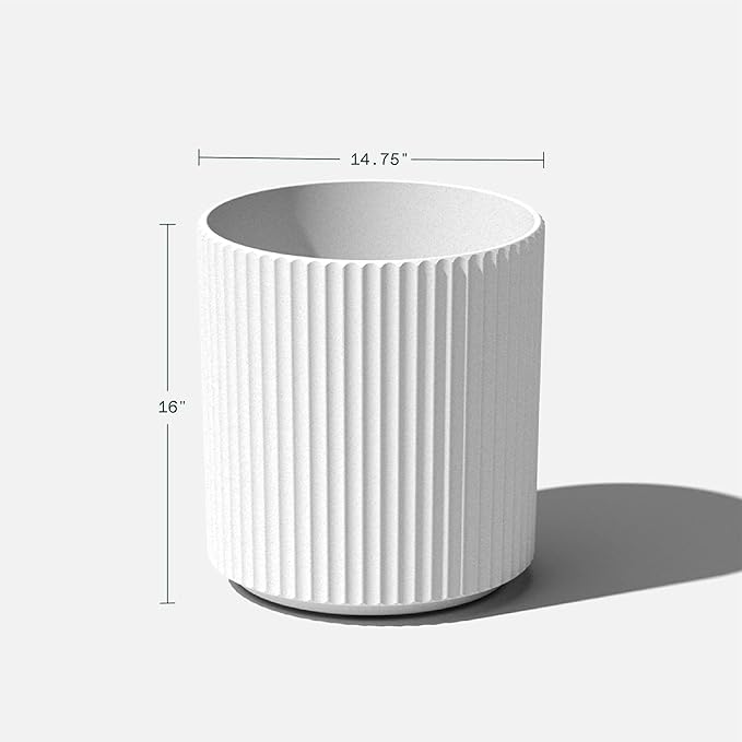 Veradek Demi Series Round Planter for Porch, Patio, Backyard | Durable Plastic-Stone Composite Material | Modern Décor for Tall Plants, Flowers