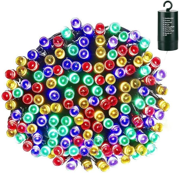 LYHOPE Christmas Lights, 200 LED 72ft 8 Modes Battery Operated Waterproof Fairy Christmas String Lights for Outdoor & Indoor, Patio, Lawn, Landscape, Garden, Xmas Tree, Holiday Decor (Multi-Color)