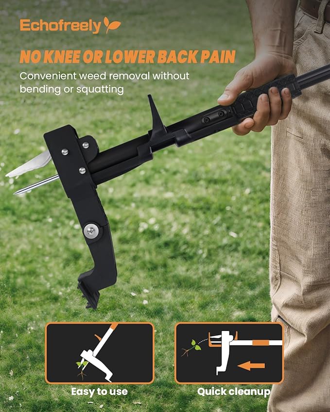 Weed Puller Tool - Adjustable 35"-46" Heavy Duty 4-Claw Stand-Up Weeder for Yard Weed Removal, Ergonomic Garden Tool with No Bending or Squatting Needed