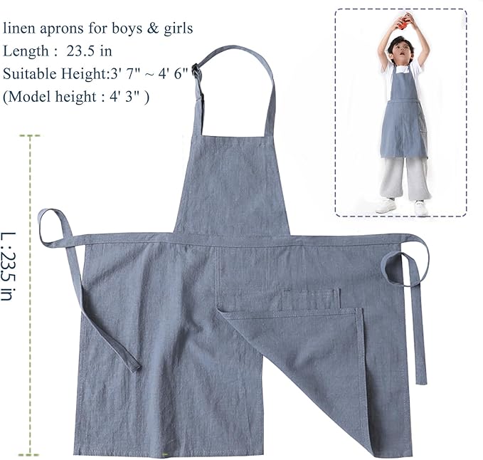 Linen Apron for women with pockets Cottion Linen Split-leg Apron for Clay Kichen Artist Pottery Gardening