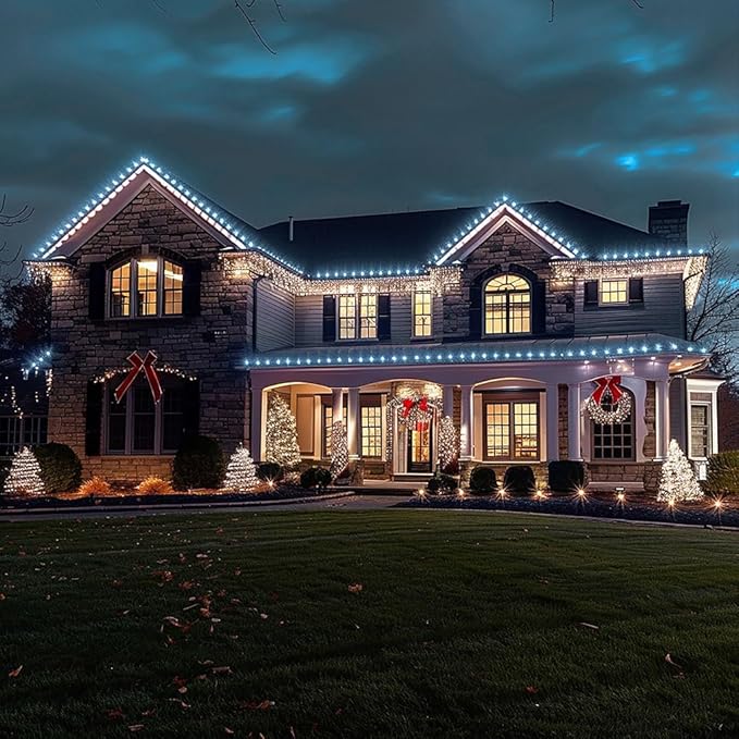 TW SHINE C6 Christmas String Lights, 200 LED 66 FT Christmas Lights Outdoor with 8 Modes Timer, Waterproof Connectable for Indoor Yard Xmas Tree House Christmas Decorations (White)