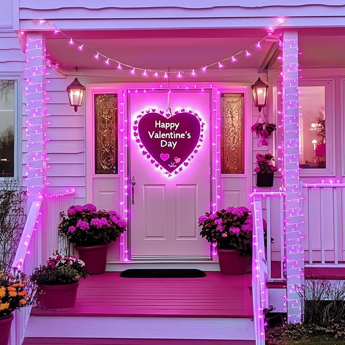 JMEXSUSS 600 LED Pink Christmas Lights for Decorations, 168ft Pink String Fairy Lights Indoor Outdoor Clear Wire for Girl's Room Bedroom Brithday Party Yard Decor