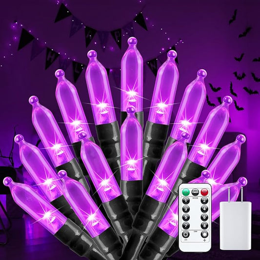 Halloween-Lights-Indoor, 100 LED 39 FT Purple Mini String Light Twinkle Lights USB with Remote & Adapter, Waterproof Tree Lights for Haunted House Window Holiday Party Xmas Christmas Decorations