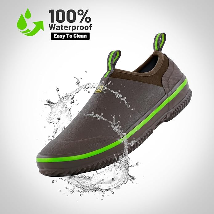 Trudave Mens Garden Shoes, Waterproof Slip-On Womens Rain Boots Unisex Rubber Footwear for Gardening, Farming, Lawn Care and Yard Work, Size 6-13