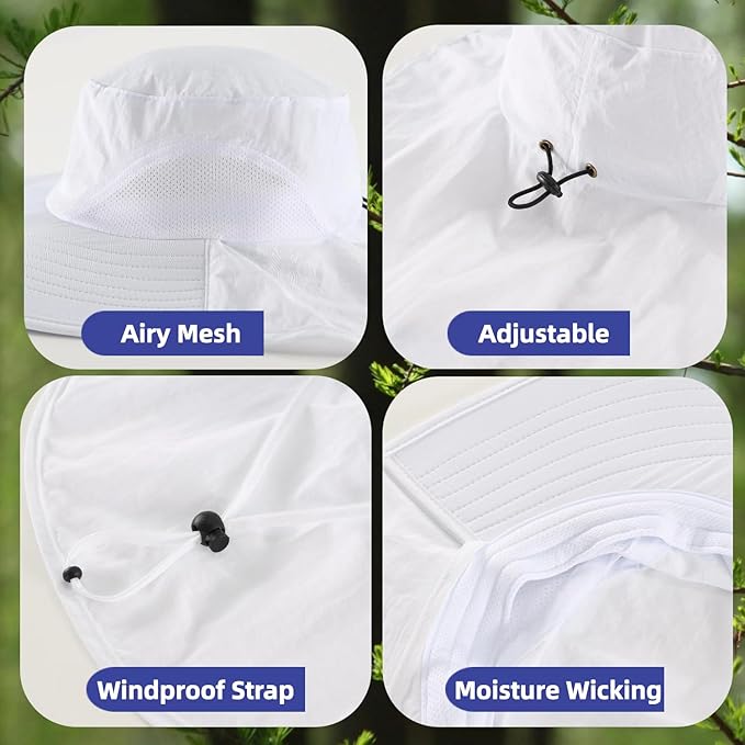 Home Prefer Outdoor UPF50+ Sun Hat Wide Brim Mesh Fishing Hat with Neck Flap
