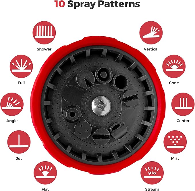 YASQA Garden Hose Nozzle,10 Spray Patterns | Standard 3/4”Diameter Garden Hose Thread Sprayer Durable Water Hose Nozzles No Leaking For Lawn & Garden, Watering Plant,Washing Car,Cleaning,Showering Pet