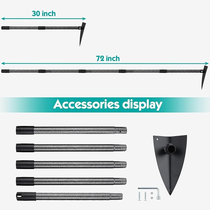 Hoe Garden Tool,Triangle Gardening Hoe with Sharp Blade for Digging,Weeding,Cutting and Loosing Soil,60 Inch Adjustable Length Metal Handle…