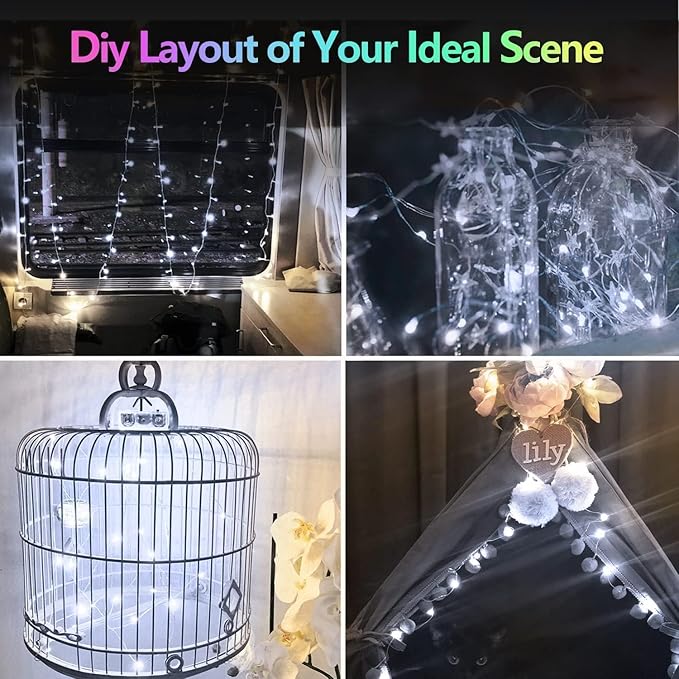 6 Pack Christmas Fairy Lights Battery Operated with Timer, Each 20FT 60LED String Lights Outdoor Indoor, Cuttable Battery Twinkle Light for Bedroom Home Wedding DIY Christmas Decorations (Cool White)