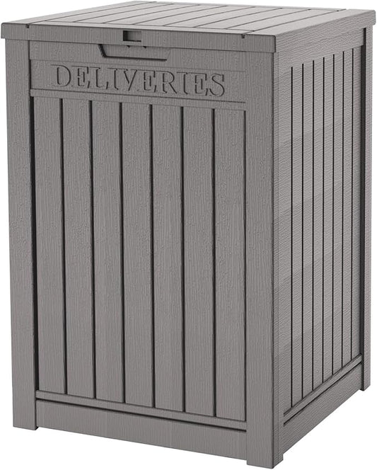 55 Gallon Outdoor Storage Box Waterproof Lockable Resin Deck Box Large, Patio Storage Bin for Pool Accessories Cushion Furniture, Garden Tools, UV-Resistant Outside Delivery Grey