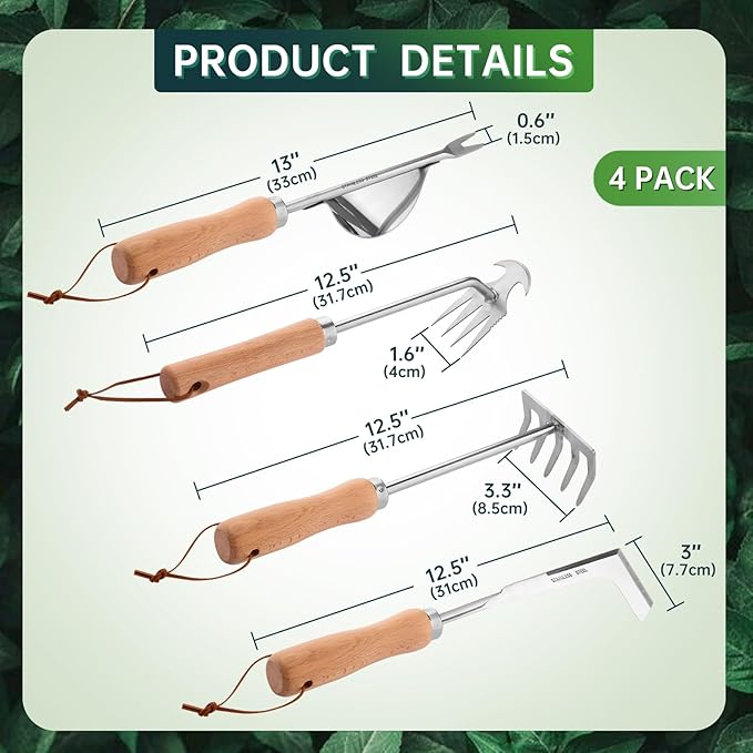 Hand Weeder Tool, 4 Pack Weed Puller Tool, Garden Stainless Steel Weeder Tool Hand Weeder Tool, Multi-Purpose Weed Remover Tool Weeding Tools for Garden Lawn Edger and Driveway