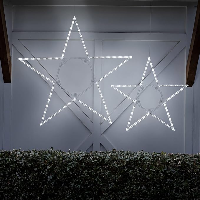 Kringle Traditions 48-Light LED Outdoor Star Decor, Folding Cool White Christmas Star