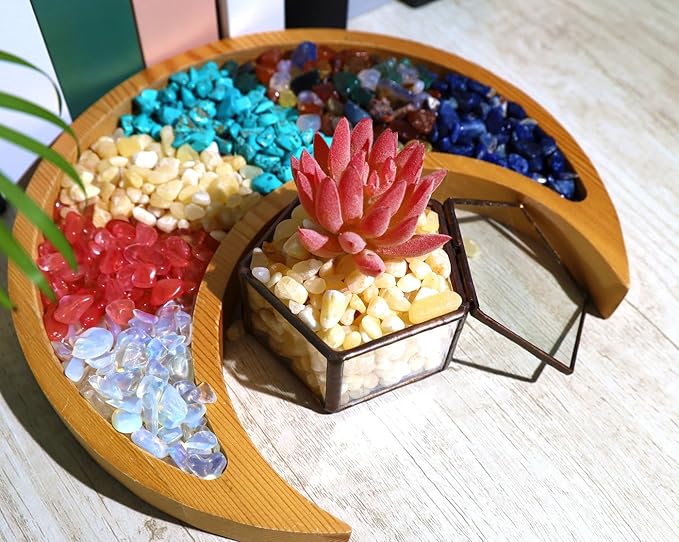 QINJIEJIE Yellow Jade Crystals Chips Natural Stone Gravel Bulk Crushed Rocks Pieces Polished Quartz Stone 0.55Lbs Decorative Fish Tank Pebbles Vase Filler Irregular Shaped Tumbled Gemstone for Home