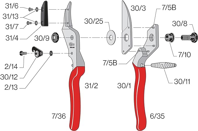 FELCO F31 Pruning Shears – 8.3" Swiss-Made Garden Clippers with Anvil Blade for Dry/Hard Wood | Hand Pruner for Gardening | Garden Tool Cutter with Aluminum Handle, Carbon Steel Blade, High-Torque Cut